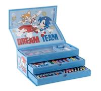 CERDÁ LIFE'S LITTLE MOMENTS Sonic The Hedgehog Malaktentaschen-Set mit reisefreundlichem Griff für Kunst unterwegs