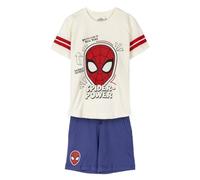 CERDÁ LIFE'S LITTLE MOMENTS Spiderman T-Shirt und Shorts - Weiß, Rot und Blau - Größe 7 Jahre - Hergestellt aus 220 g/qm Baumwolle - Spiderman Druck - Original Produkt entworfen in Spanien