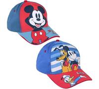 Cap für Kinder Mickey, Donald und Pluto - Rot - Geeignet von 2 bis 8 Jahren - Aus Baumwolle und Polyester - Kinder Cap mit Verstellbarem Klettverschluss - Original Produkt in Spanien Designed