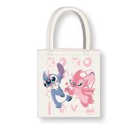 Cerdà Lilo und Stitch Tote Bag mit langen Griffen - 36 x 39 cm - Polyester und Baumwolle - Motiv Stitch und Angel Love - Weiß