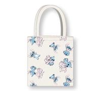 Cerdà Lilo und Stitch Tote Bag mit langen Griffen - 36 x 39 cm - Polyester und Baumwolle - Stitch- und Angel-Motiv - Weiß