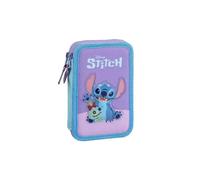 CERDÁ LIFE'S LITTLE MOMENTS Stitch Federmäppchen mit Filzstiften, Bleistiften und Kugelschreibern, dreifaches Federmäppchen für Kinder mit Disney-Design, Stitch, 12.5x19.5x4.5 cm, Lizenzprodukt