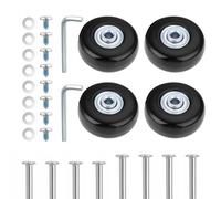 Cerioll Kofferrollen Ersatzrollen, 4 Stück Ersatz Rollen Für Koffer Ersatzrollen, Mit Achsen, Schrauben, Abstandshaltern, Schlüssel Reparatur Set für Koffer Trolleys, Schwarz (50mm X 18mm)