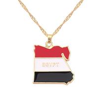 Cernomal Ägypten-Flagge-Karte-Halsketten - Modische Emaille-Charm-Anhänger-Pullover-Kette, National Für Damen Und Herren, Schmuck, Patriotische Ornamente, Geschenkzubehör, Gelb, Lang