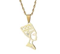 Cernomal Ägyptische Königin Nofretete Karte Flagge Halsketten - Hohler Herzanhänger, Unregelmäßige Pulloverkette, Hip Hop Für Damen Und Herren, Festival-Choker-Geschenke, Gelb, LAN