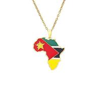 Cernomal Afrika-Karte-Anhänger-Halskette - Modische Emaille-Mosambik-Flagge, Symbol, Halsband, Schmuckanhänger, Geschenk, Patriot-Pullover-Kette, Accessoires Für Damen, Mädchen, Herr
