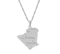 Cernomal Algerien Karte Stadt Anhänger Halskette - Modische Persönlichkeit, Einfarbiger Charme, Krawatte, Paarschmuck, Wasserwelle, Pulloverkette Für Damen Und Herren, Geschenk, Weiß