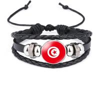 Cernomal Armband Mit Tunesien-Flagge - Handgefertigter Vintage-Charm Aus Mehrschichtigem Geflochtenem Leder Mit Surf-Manschette, Für Herren Und Damen, Armband, Schmuck, Accessoires, Ges
