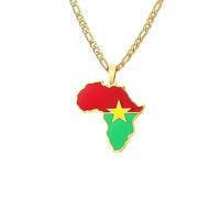 Cernomal Burkina-Faso-Karte-Flagge-Anhänger-Halsketten - Afrika-Umriss-Charm, Emaille-Gelbe Farbe, Halsbekleidung, Für Damengeschenke, Schmuck, Kuba-Pullover-Kette, Geschenke, Karten-H