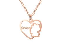 Cernomal Deutschland-Karte-Anhänger-Halskette - Geometrie Hohl, Liebt Buchstaben-Charm, Halskette, Paar-Pullover-Kette, Schmuck Für Frauen, Männer, Geschenke, Ornamente, Rosa, Lang: 5