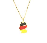 Cernomal Deutschland-Karten-Charm-Halsketten - Ethnischer Charm-Halsband, Freundschaft, Patriotischer Schmuck, Flagge, Landkarten-Anhänger Für Damen Und Herren, Schlüsselbeinkette, Ge