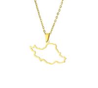 Cernomal Ethnische Flaggen-Halsketten Mit Iran-Karte - Klassische Hohle Patriotische Hip-Hop-Halskette, Für Damen Und Herren, Trend-Party, Schlüsselbeinkette, Geschenk, Modeschmuck, Ge