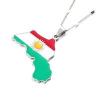 Cernomal Flagge Karte Von Kurdistan-Anhänger-Halskette - Emaille-Charm-Schmuck, Anpassbare Patriotische Pulloverkette, Für Männer Und Frauen, Geschenke Zum Nationalfeiertag, Jahrestag