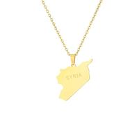 Cernomal Halskette Mit Anhänger Mit Karte Von Syrien - Modisch, Einfarbig, Umriss-Abzeichen, Flagge, Anhänger, Halsband, Kette, Schmuck, Geschenke Für Damen, Mädchen, Herren, Accesso