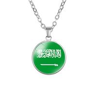 Cernomal Halskette Mit Flagge Von Saudi-Arabien - Asiatische Länder, Trendiger Glas-Cabochon-Charm-Anhänger, Halsreif, Schmuck, Pullover-Kette, Accessoires, Festival, Geschenke Für Da