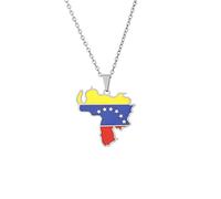 Cernomal Halskette Mit Karte Der Flagge Venezuelas - Retro-Emaille-Anhänger, 50 cm Pulloverkette, Hip-Hop-Halsketten, Accessoires Für Damen Und Herren, Patriotischer Schmuck, Geschenke