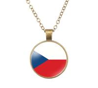 Cernomal Halskette Mit Tschechischer Flagge - Glas-Cabochon-Anhänger, Europa-Länder, Modische Karte, Halsbandkette, Schmuck, Geschenke Für Frauen Und Mädchen, Anhänger-Kettenliebhab