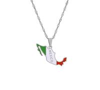 Cernomal Halsketten Mit Anhänger „Karte Von Mexiko“ - Emaille-Charm, Ethnische Karten, Flagge, Pullover-Kette, Halsketten, Patriotischer Hip-Hop-Schmuck Für Damen Und Herren, Party-G