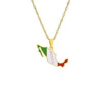 Cernomal Halsketten Mit Anhänger „Karte Von Mexiko“ - Emaille-Charm, Ethnische Karten, Flagge, Pulloverkette, Halsketten, Patriotischer Hip-Hop-Schmuck Für Damen Und Herren, Party-Ge