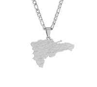 Cernomal Halsketten Mit Ethnischer Flagge Der Dominikanischen Stadtkarte - Klassische Patriotische Hip-Hop-Halskette, Für Damen Und Herren, Trendparty, Kubanische Schlüsselbeinkette, G