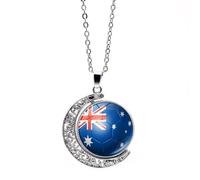 Cernomal Halsketten Mit Flagge Von Australien - Patriotischer Fußball-Aufdruck, Doppelseitig, Drehbarer Charm-Karten-Halsband, 50 cm Dünne Kette Für Damen, Herren, Jungen, Schmuck, Ge