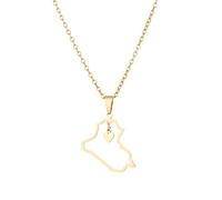 Cernomal Irak-Karte-Halskette - Hip-Hop, Einfarbig, Herz-Anhänger, Schlüsselbeinkette, Schmuck, Jahrestag, Geburtstag, Geschenke Für Frauen, Frauen, Männer, Gelb/Weiß, Gelb, Lang: 5