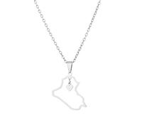 Cernomal Irak-Karte-Halskette - Hip-Hop, Einfarbig, Herz-Anhänger, Schlüsselbeinkette, Schmuck, Jahrestag, Geburtstag, Geschenke Für Frauen, Frauen, Männer, Gelb/Weiß, Weiß, Lang: