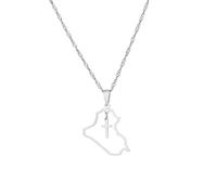 Cernomal Irak-Karten-Anhänger-Halsketten - Ethnisch, Personalisierbar, Einfarbig, Hohles Kreuz, Charm, Schlüsselbeinkette, Freundschaft, Patriotischer Schmuck, Land Für Frauen Und Mä
