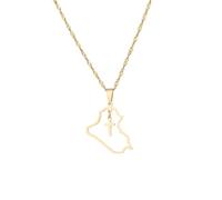 Cernomal Irak-Karten-Anhänger-Halsketten - Ethnisch, Personalisierbar, Einfarbig, Hohles Kreuz, Charm, Schlüsselbeinkette, Freundschaft, Patriotischer Schmuck, Land Für Frauen Und Mä