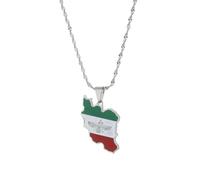 Cernomal Iranische Karte-Anhänger-Halsketten - Länderumriss-Flagge-Anhänger, Ethnische Twist-Kette Für Männer, Frauen, Jungen, Mädchen, Süßer Schmuck, Access