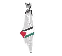 Cernomal Israel-Palästina-Karte-Anhänger-Halskette - Flagge, Trendiger Charm, Grau-Gelbe Farbe, Land-Geographie-Pullover-Kette, Schmuckzubehör, Geschenk Für Damen Und Herren, Weiß,