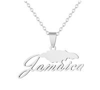Cernomal Jamaika-Karte-Anhänger-Halskette - Modischer Umriss-Buchstabe, Flagge, Charm, Halsband, Kette, Schmuck, Festival, Geschenke Für Damen, Mädchen, Herren, Accessoires, Weiß, La