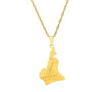 Cernomal Kamerun-Karte-Anhänger-Halsketten - Modische Stadt, Einfarbig, Charms, Patriotische Wasserwelle, Schlüsselbeinkette, Für Damen Und Herren, Geburtstagsgeschenk, Halsschmuck, G