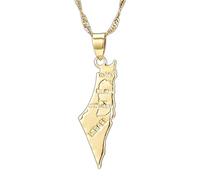 Cernomal Karte Von Israel-Anhänger-Halsketten - Ethnische Karten-Flagge-Charm-Pullover-Ketten-Halsketten Mit Städtenamen, Patriotischer Hip-Hop-Schmuck Für Damen Und Herren, Party-Ges