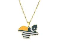 Cernomal Kaschmir-Karte-Anhänger-Halskette - Statement-Flagge, Kartenumriss, Schlüsselbeinkette, Reisegeschenke Für Frauen, Männer, Design-Sinn-Schmuck, Valentinstag, Gelb, Lang: 50 cm