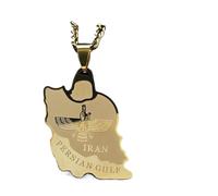 Cernomal Neuartige Karte Des Iranischen Halskette - Einfarbige Tiermuster-Anhänger-Pullover-Kette, Beliebte Hip-Hop-Schmuck-Accessoires Für Männer Und Frauen, Geschenke, Gelb, Lang: 5