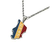 Cernomal République Du Tchad Flagge Karte Anhänger Halsketten - Emaille Umriss Charm Schlüsselbeinkette, Schmuck Pullover Kette Für Männer Frauen Jungen Geburtstagsgeschenk Zubehör