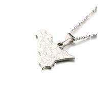 Cernomal Sicilia-Karte-Anhänger-Halskette - Trendige Landkarten, Nationale Stadt-Charm-Pullover-Kette, Für Damen Und Herren, Patriotischer Schmuck, Geschenk-Accessoires, Weiß, Lang: 5