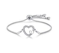CERSLIMO Armband Silber Damen 925, Weißgold Vergoldet Unendlichkeit Symbol Infinity Herz Zirkonia Armband | Silber Schmuck für Frauen Damen (Herz Armband)