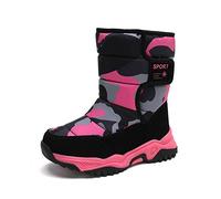 CERYTHRINA Kinder Schneestiefel Warm Gefütterte Snowboots für Jungen Mädchen Winterschuhe Klettverschluss Outdoor Stiefel pink 27