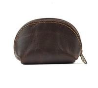 CestAntiQ, Leder Mond Pocket Coin Case Mini Squeeze Coin Purse Pouch Change Holder Tray Purse Wallet for Men & Women : Dark Brown, Braun, Classic