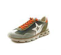 Cetti Freizeit-Sneaker aus Leder und Stoff, elastischer Kordelzug, Gummisohle, für Herren, kaki, 41 EU