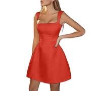 Cexiakong Abendkleid Damen Kurz Ballkleid Quadratischer Ausschnitt Cocktailkleid Elegant Brautjungfernkleid Ärmellos Partykleid Figurbetontes Sommerkleid Neckholder kleid Atmungsaktiv Brautkleid
