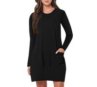 Cexiakong Damen Sweatkleid Langarm Kleider Sweatshirt Dress Lässig Sportliche Longshirt Tops Minikleider mit Logodruck Herbst Herbstkleid Kleid Sweatshirt Sweatshirtkleid Langarm Sport Casual