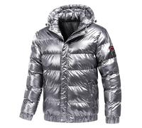 Cexiakong Daunenjacke Herren Männer Warme Daunenjacken Reflektierende Jack Metall Glänzende Windjacke Parka Steppjacke Herren Einfarbig Winter Schnee Unten Jacken Atmungsaktiv Sportjacke