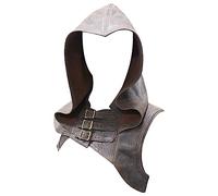 Cexiakong Herren Damen Halloween Outfit Leder Haube Gugel Mittelalter Gugel Kapuze Umhang Renaissance Kapuzenumhang Hood Vintage Gothic Cowl Hut Kurzhaube Pirat Party Karneval Kleidung Party Club