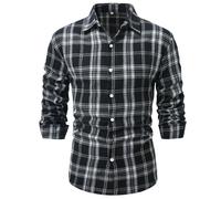 Cexiakong Herren Freizeithemden Regular Fit Button Down Check Kariert Flanellhemden mit Taschen Flanellhemden Kariertes Hemd Freizeithemd Regular Fit Normale Passform Lange Ärmel Bügelleicht