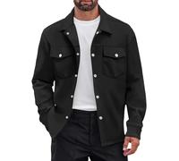 Cexiakong Herren Hemdjacke Langarm Overshirt Casual Button Down Shacket Thermohemden mit Taschen Hemd Langarm Freizeithemd Männer Jacke Regular Fit Button Up Hemdjacke Mit Klappentasche Fleece
