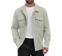 Cexiakong Herren Hemdjacke Langarm Overshirt Casual Button Down Shacket Thermohemden mit Taschen Hemd Langarm Freizeithemd Männer Jacke Regular Fit Button Up Hemdjacke Mit Klappentasche Fleece