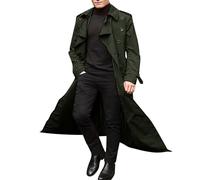 Cexiakong Herren Herbst und Winter Langer Trenchcoat Zweireihig Mäntel Gürtel Lose Jacke herren Herbst und Winter langer Trenchcoat zweireihiger Mantel mit lockerer Taille Warm